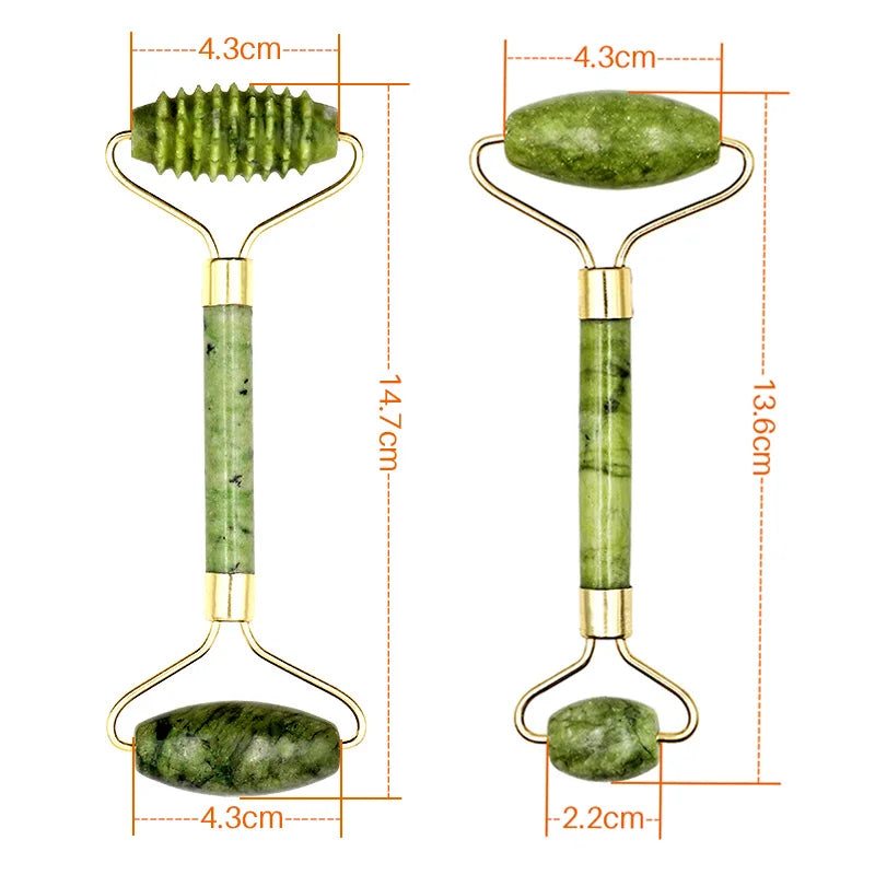 2pcs Gua Sha Massager Set for Face Care Jade Rollers Natural Stone Beauty Health Skin Scraping Chin Lifting Gouache Massage