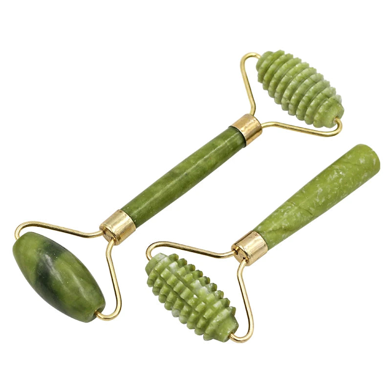 2pcs Gua Sha Massager Set for Face Care Jade Rollers Natural Stone Beauty Health Skin Scraping Chin Lifting Gouache Massage