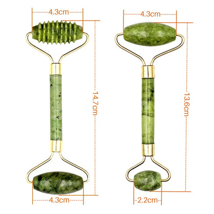 2pcs Gua Sha Massager Set for Face Care Jade Rollers Natural Stone Beauty Health Skin Scraping Chin Lifting Gouache Massage